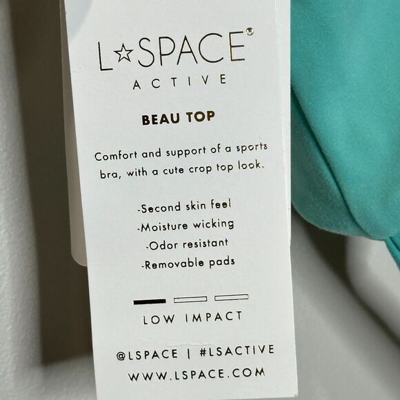 New L*Space Active Beau Top Sports Bra Evergreen Low Impact Women's Large NWT - Picture 8 of 8